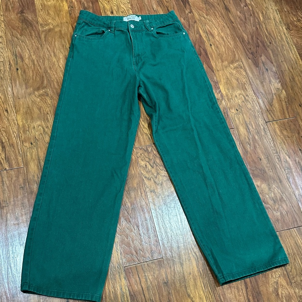 Teal Wide Leg Jeans